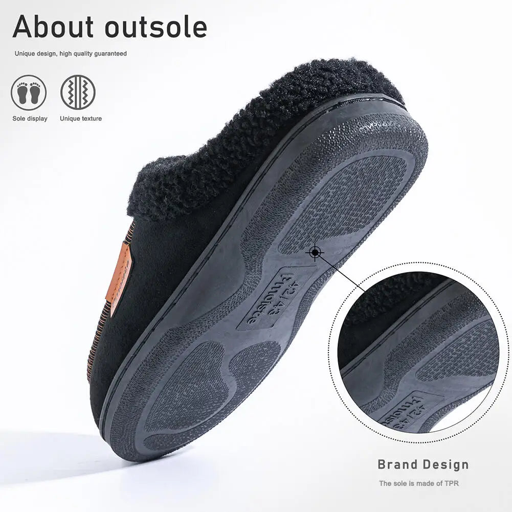 Pantoufles d’Hiver Homme en Daim – Chaudes & Confortables, Semelle TPR Antidérapante – Idéales pour la Maison
