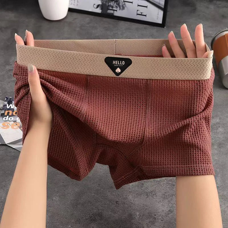 Lot de 4 Boxers Gauffrés Respirants - Grand Confort, Design Élégant & Extensible