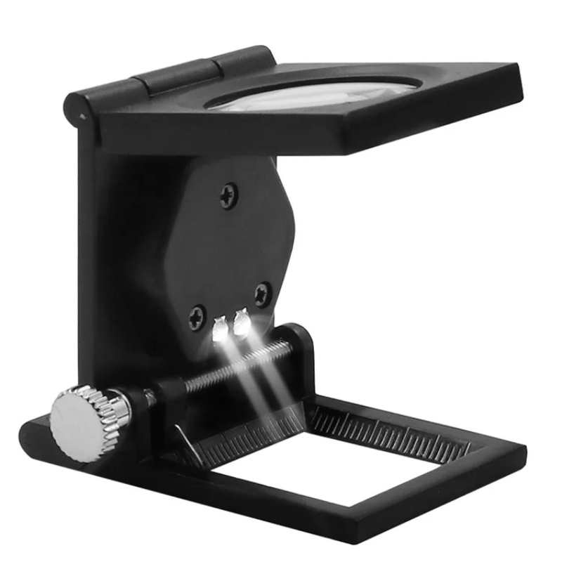 Loupe Compte-fils pliable Grossissement x10 avec échelle et LED - Étui