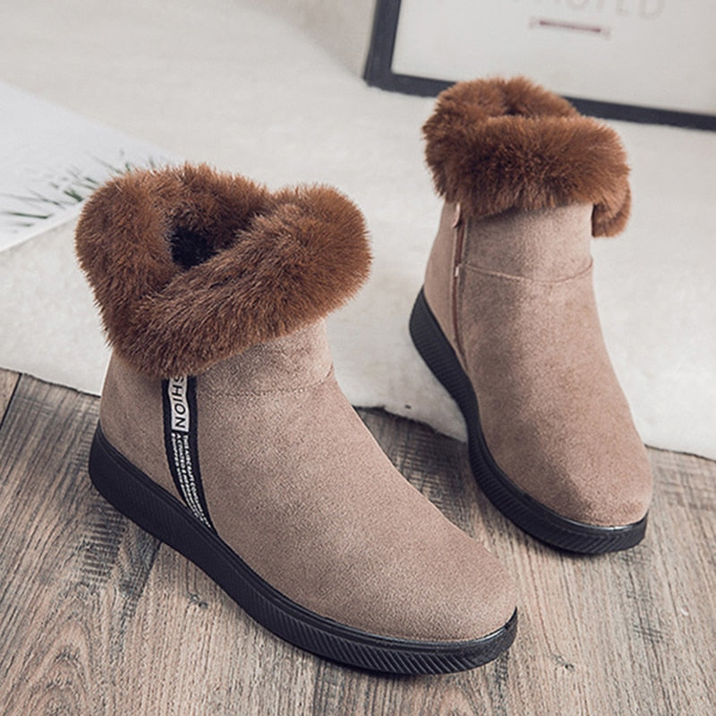 Bottines effet daim - fourrées - Femme