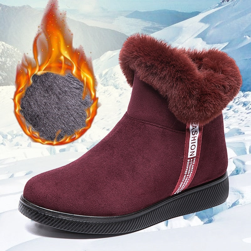 Bottines effet daim - fourrées - Femme