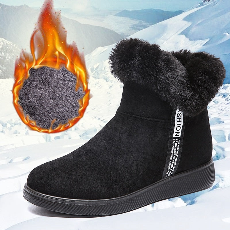 Bottines effet daim - fourrées - Femme