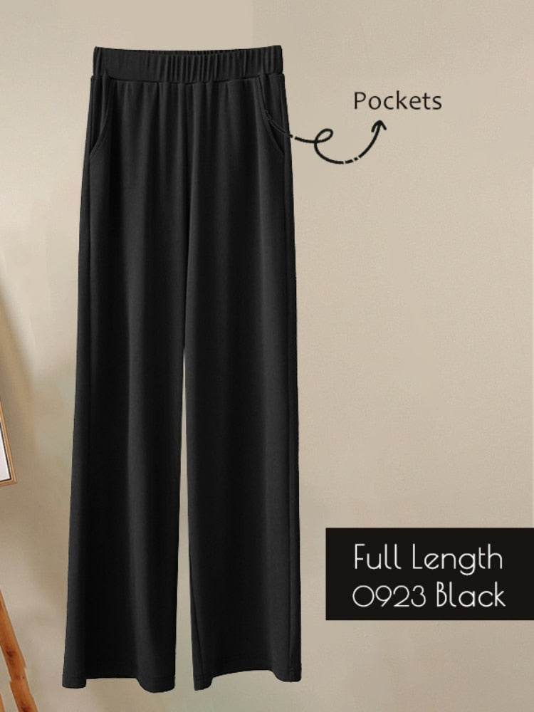 Pantalon large en soie glacée pour femme