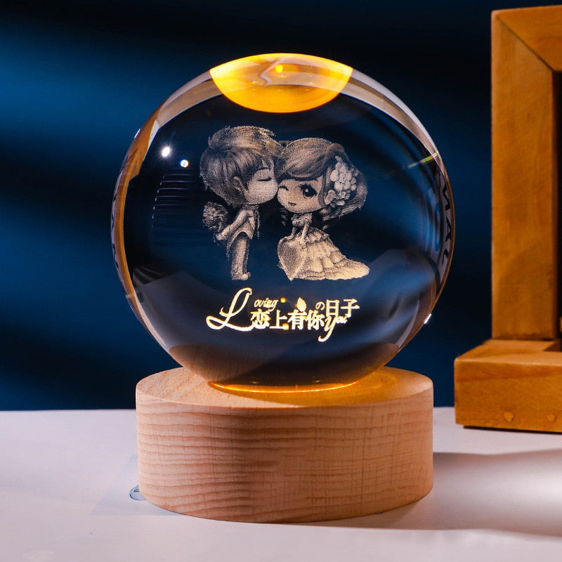 Lampe de chevet en cristal 3D