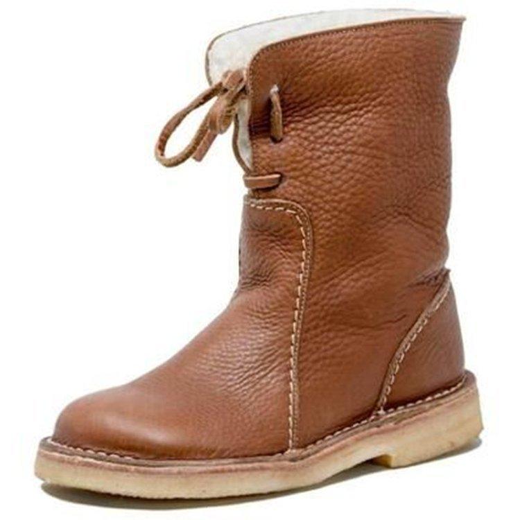 Bottes en cuir intérieur polaire à lacet - 2 LOOKS