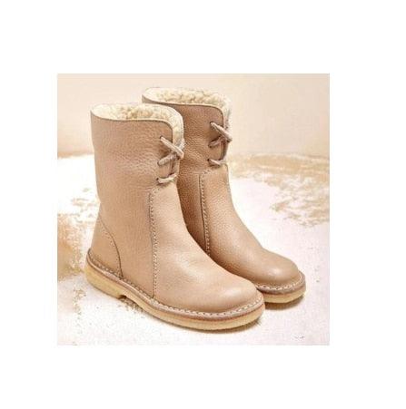 Bottes en cuir intérieur polaire à lacet - 2 LOOKS