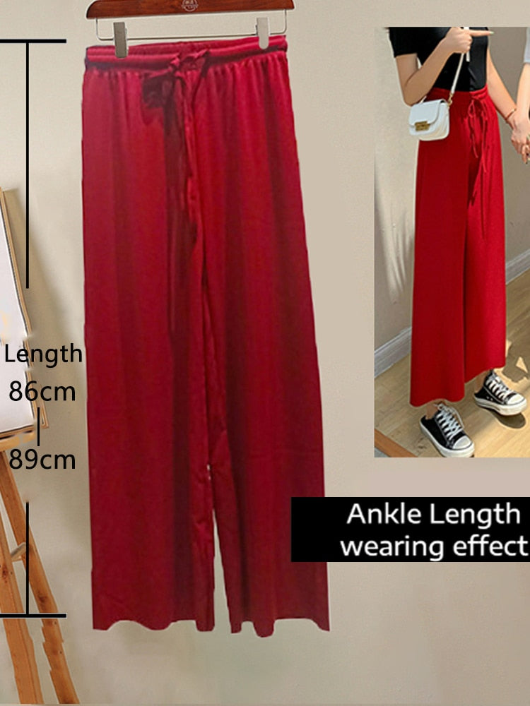 Pantalon large en soie glacée pour femme