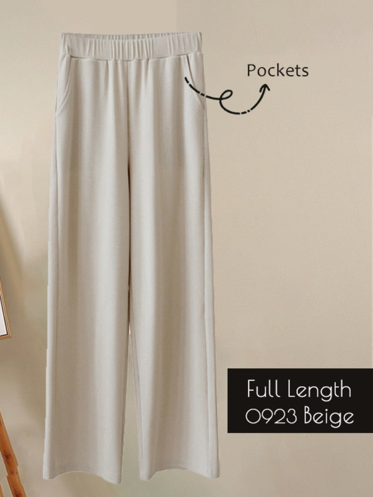 Pantalon large en soie glacée pour femme