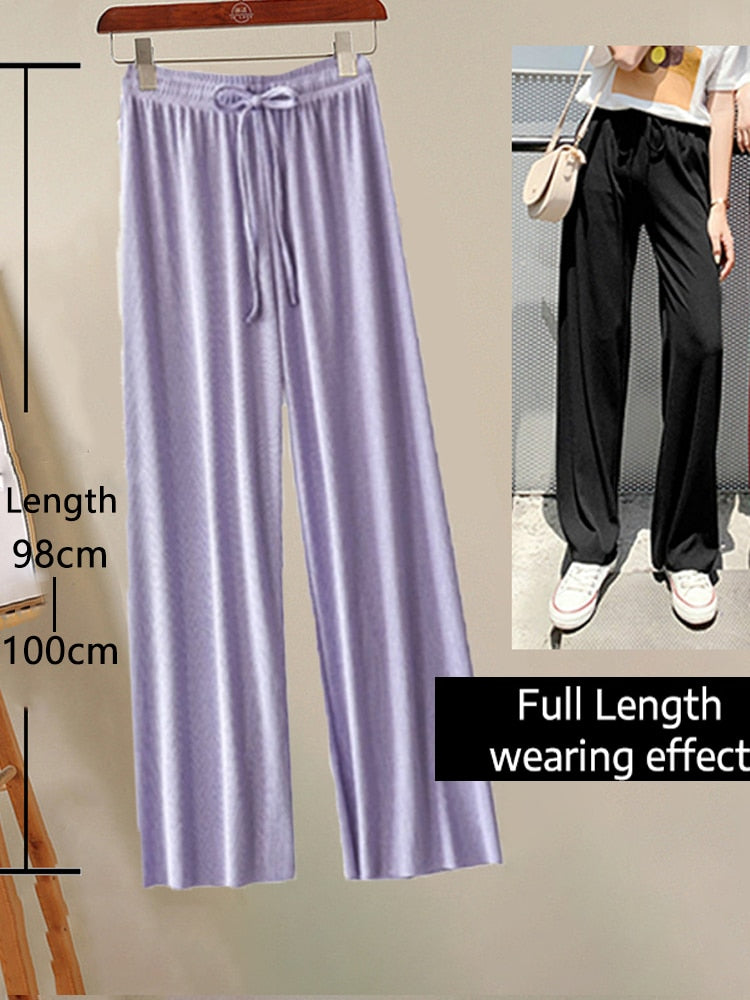 Pantalon large en soie glacée pour femme