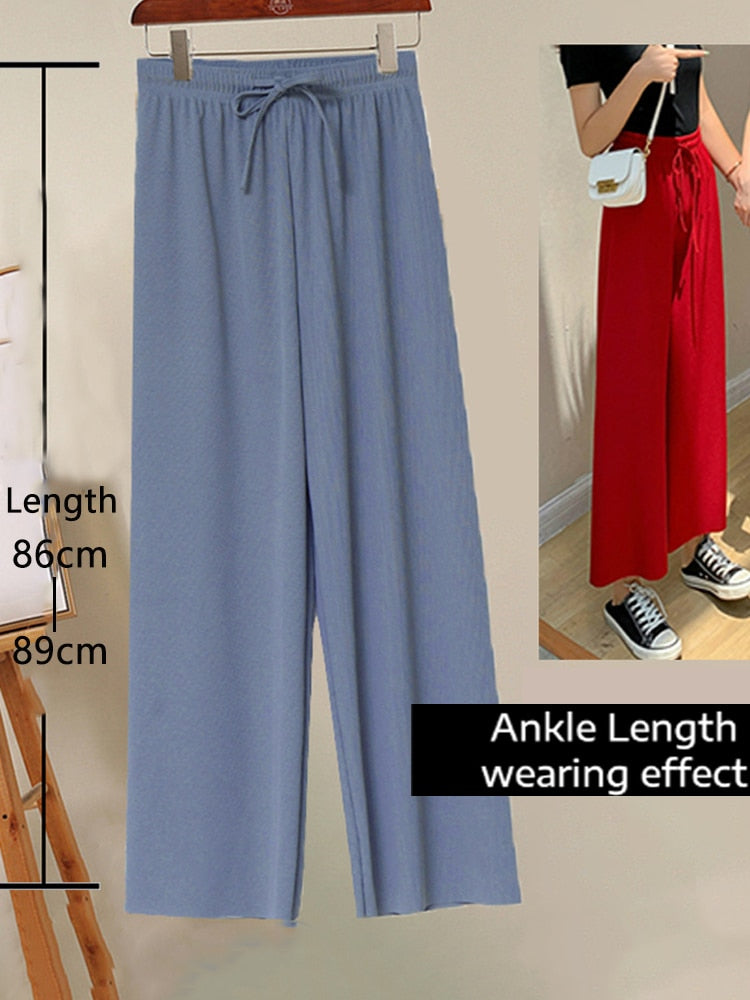 Pantalon large en soie glacée pour femme