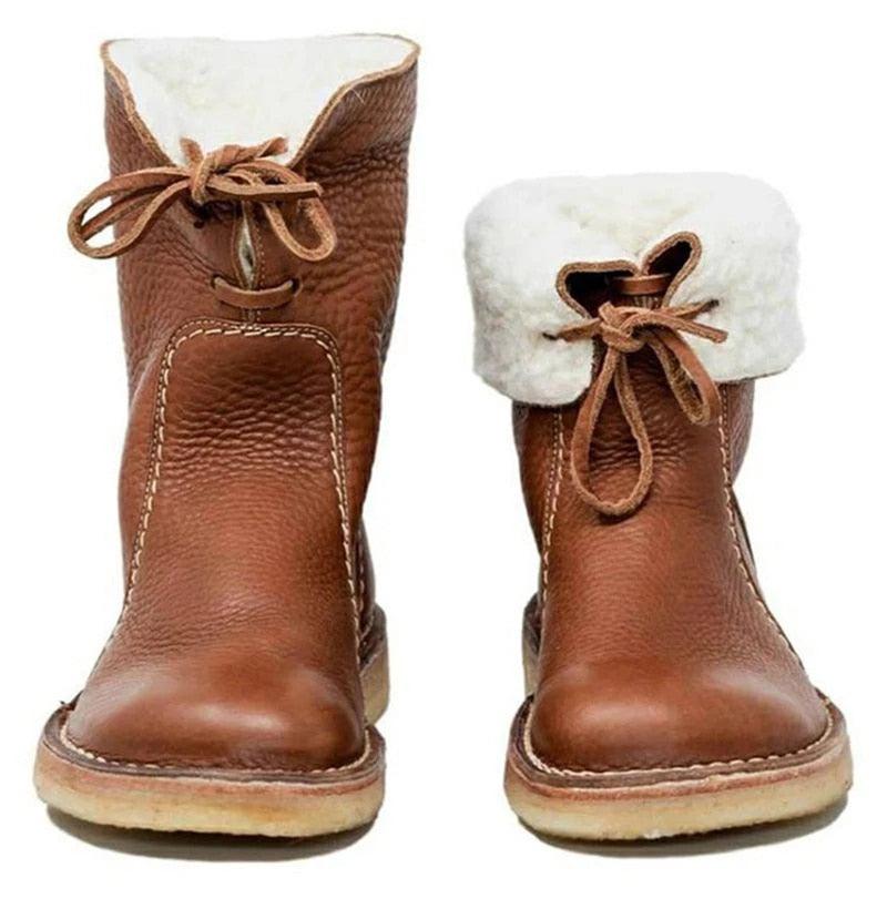 Bottes en cuir intérieur polaire à lacet - 2 LOOKS