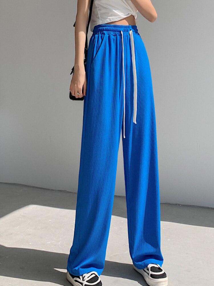 Pantalon large en soie glacée pour femme