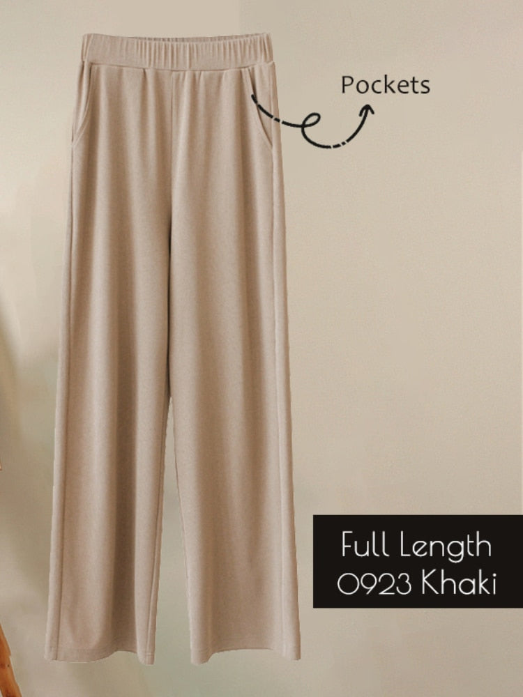 Pantalon large en soie glacée pour femme