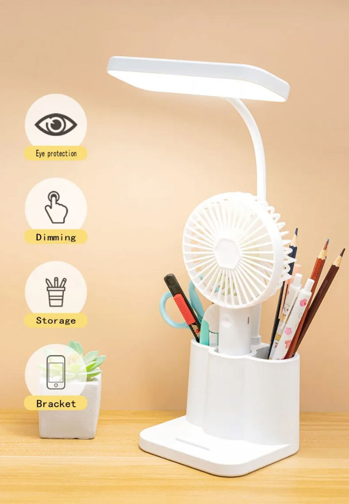 Lampe de Bureau LED avec Porte Stylos et support téléphone