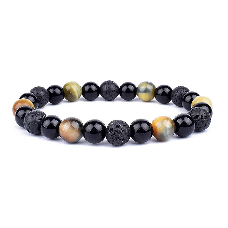 Bracelet Triple Protection - Œil de Tigre, Hématite et Obsidienne Noire