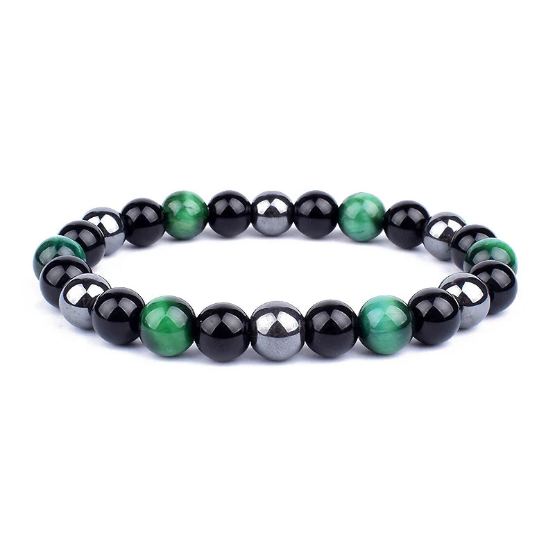 Bracelet Triple Protection - Œil de Tigre, Hématite et Obsidienne Noire