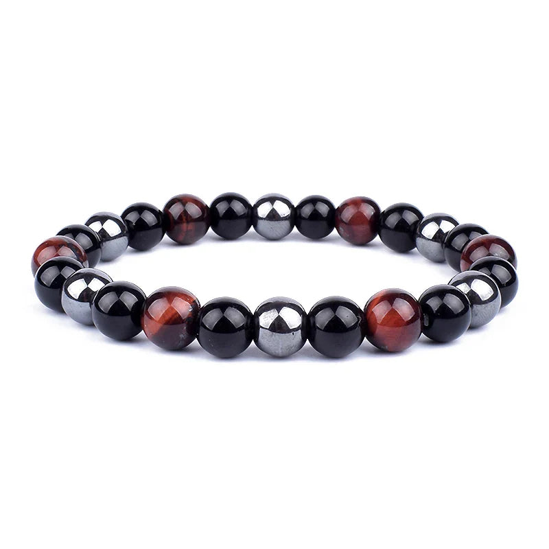 Bracelet Triple Protection - Œil de Tigre, Hématite et Obsidienne Noire