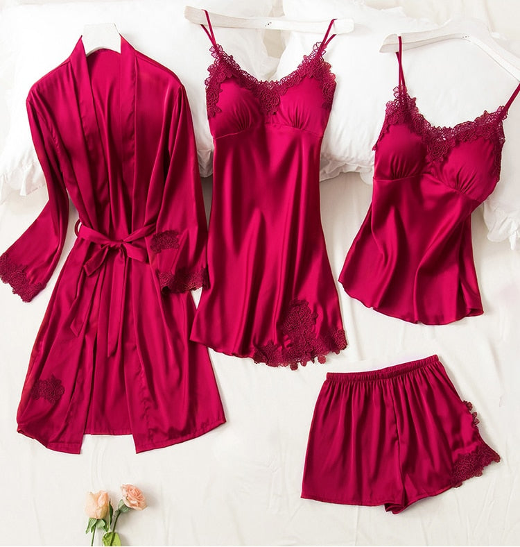Ensemble de pyjama en satin - 5 pièces