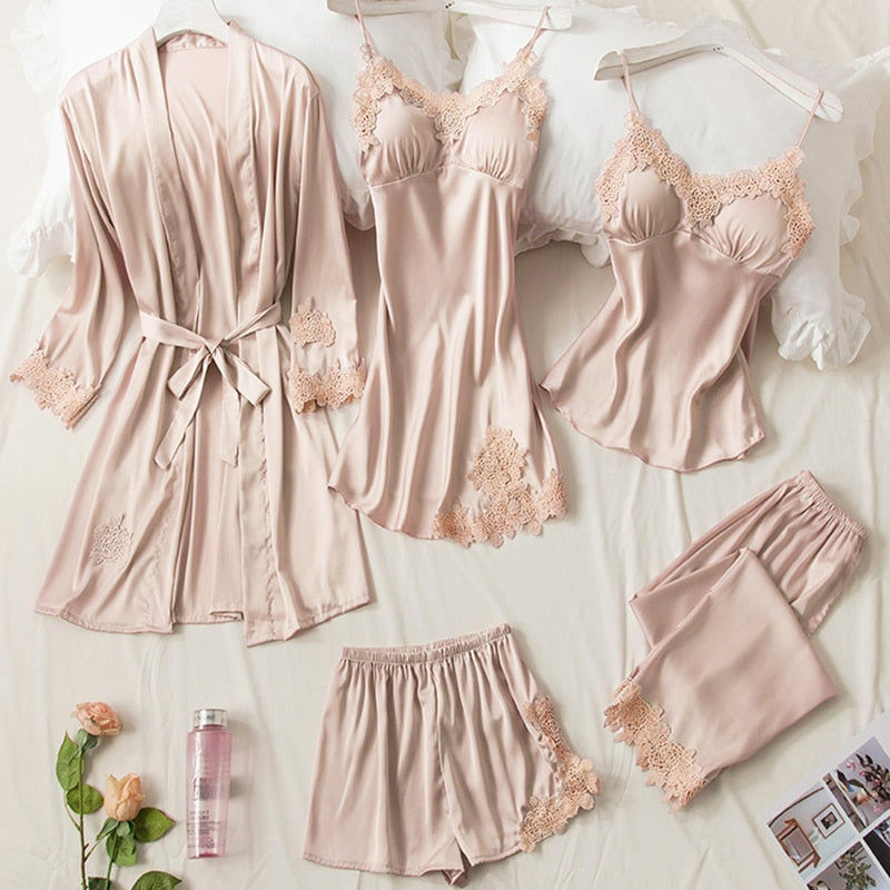 Ensemble de pyjama en satin - 5 pièces