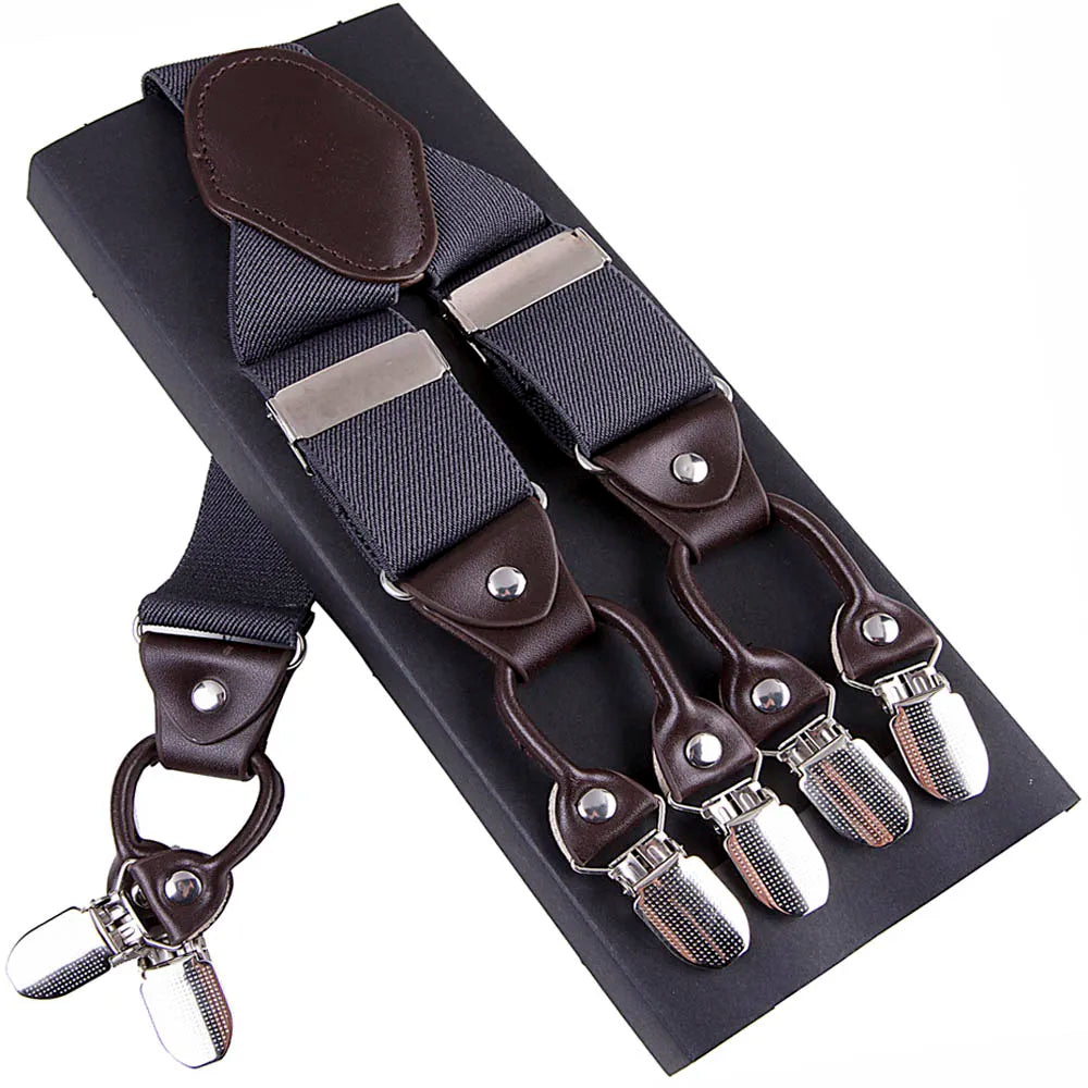 Bretelles en Cuir Élégantes Unies et à Motifs - Homme