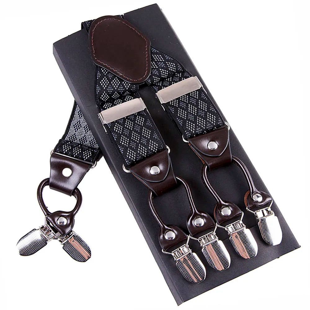Bretelles en Cuir Élégantes Unies et à Motifs - Homme