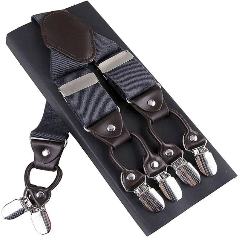 Bretelles en Cuir Élégantes Unies et à Motifs - Homme