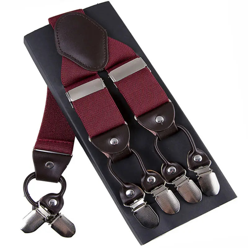 Bretelles en Cuir Élégantes Unies et à Motifs - Homme