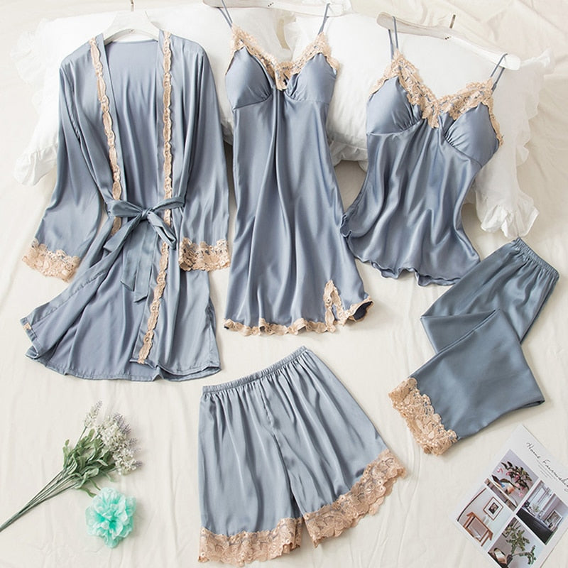 Ensemble de pyjama en satin - 5 pièces
