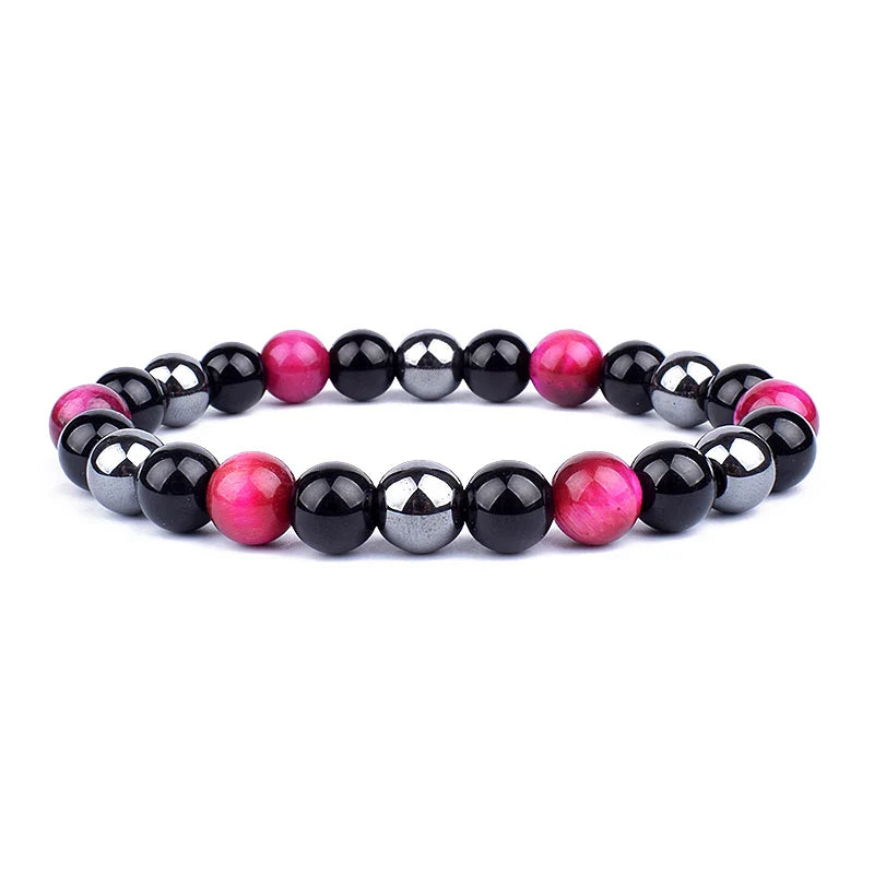 Bracelet Triple Protection - Œil de Tigre, Hématite et Obsidienne Noire