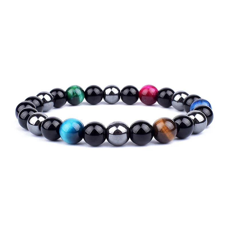 Bracelet Triple Protection - Œil de Tigre, Hématite et Obsidienne Noire