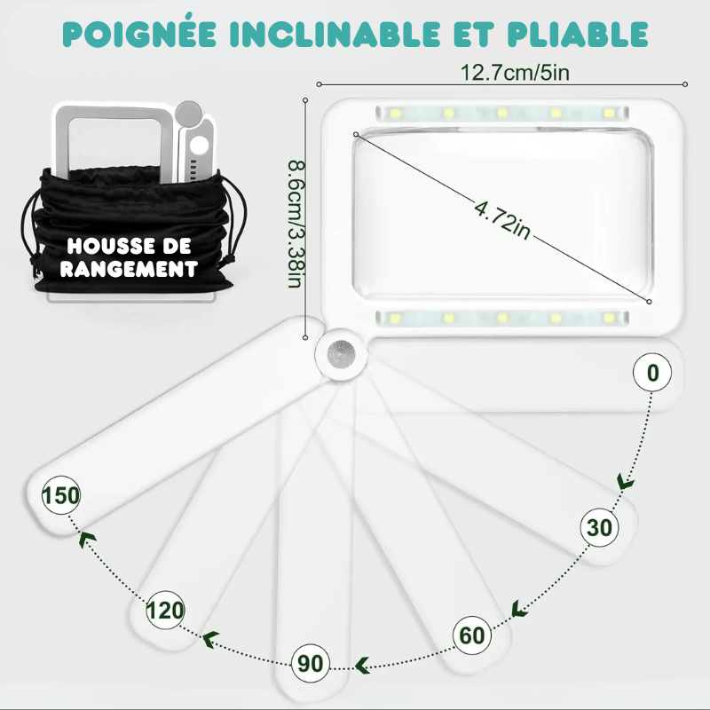 Loupe Pliable Haute Définition 10 LEDs - Rechargeable