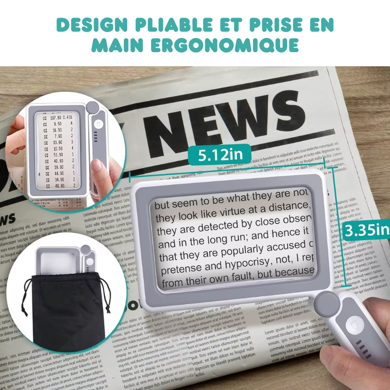 Loupe Pliable Haute Définition 10 LEDs - Rechargeable