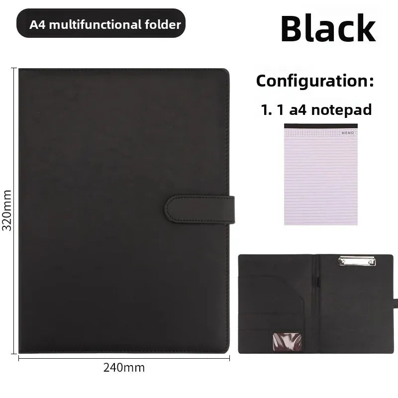 Porte-Bloc A4 en Cuir PU avec Clip + Bloc Note OFFERT