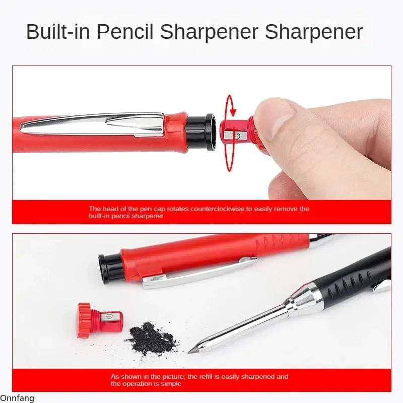 Crayon de Charpentier 2.8mm avec Taille-Crayon Intégré + Recharges Mines OFFERTES
