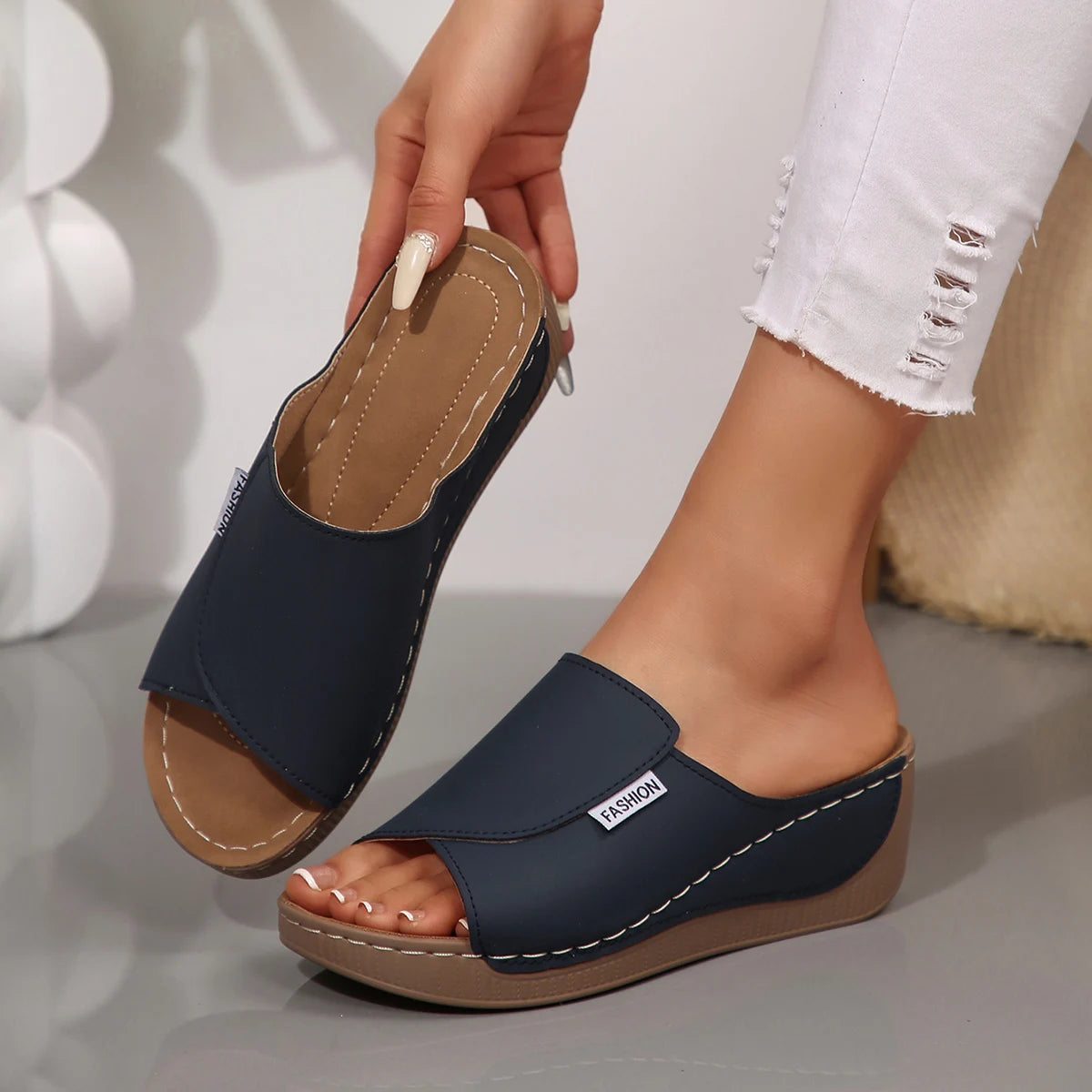 Sandales Mules à Plateforme ORTHO en Cuir PU