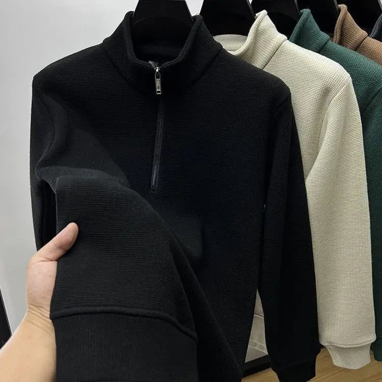 Pull col zippé effet gauffré - Homme