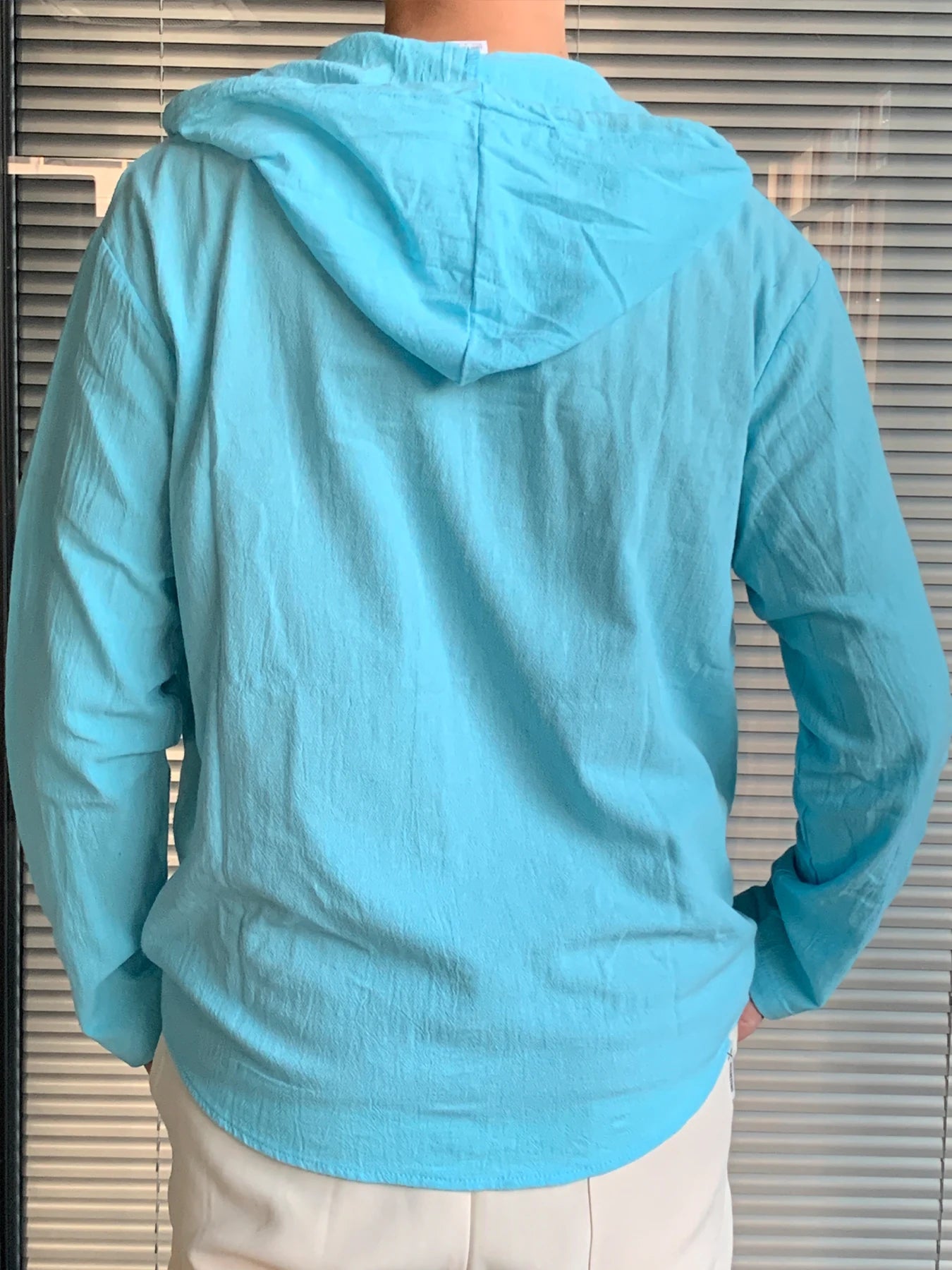 Chemise Décontractée Été 100% Coton à Capuche