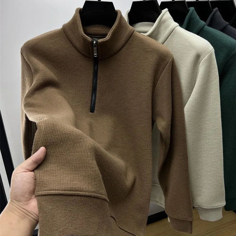 Pull col zippé effet gauffré - Homme