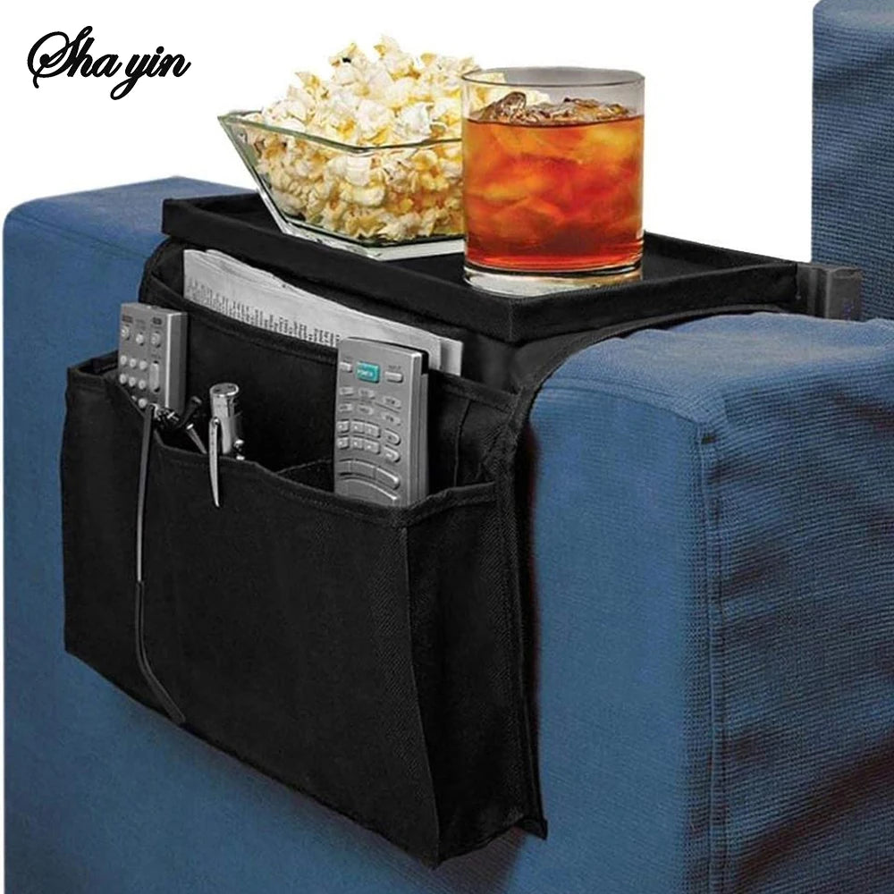 Organisateur Accoudoir Canapé à 6 Poches & Plateau