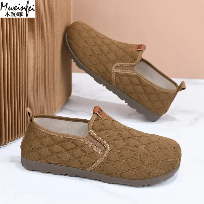 Chaussures Faciles à Enfiler Motif Losange - Femme