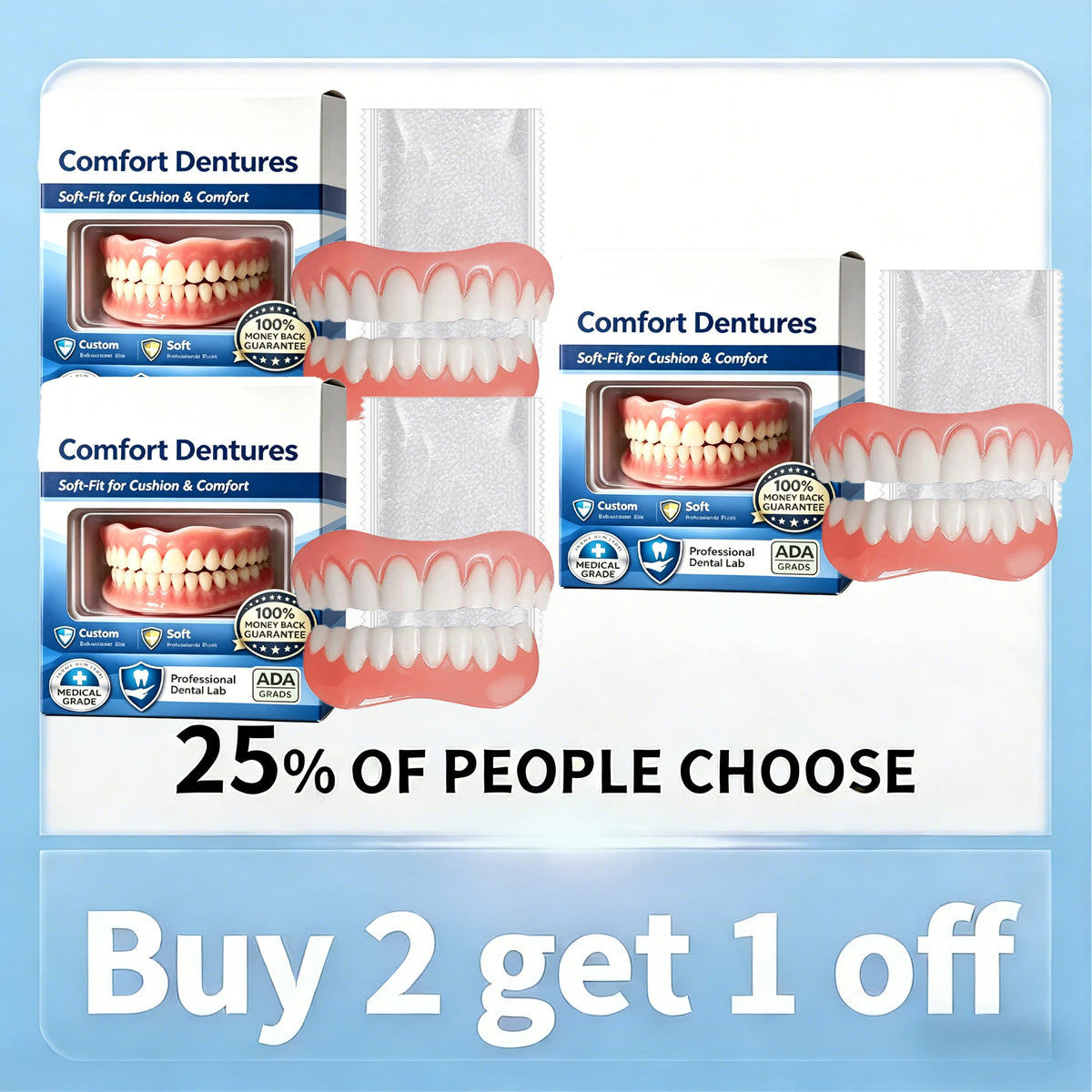 Prothèse Dentaire Complète Amovible en Silicone – Dentier Haut et Bas, Aspect Naturel & Confort Souple