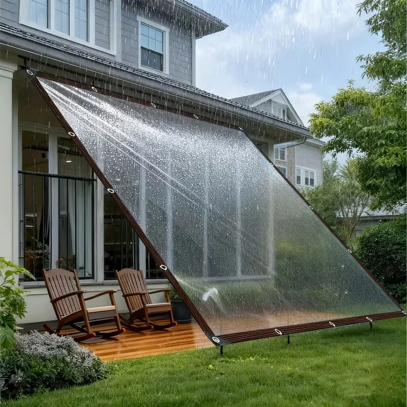 Bâche Transparente Imperméable en Polyéthylène – Anti-Déchirure avec Œillets Antirouille – Jardin, Terrasse & Poulailler