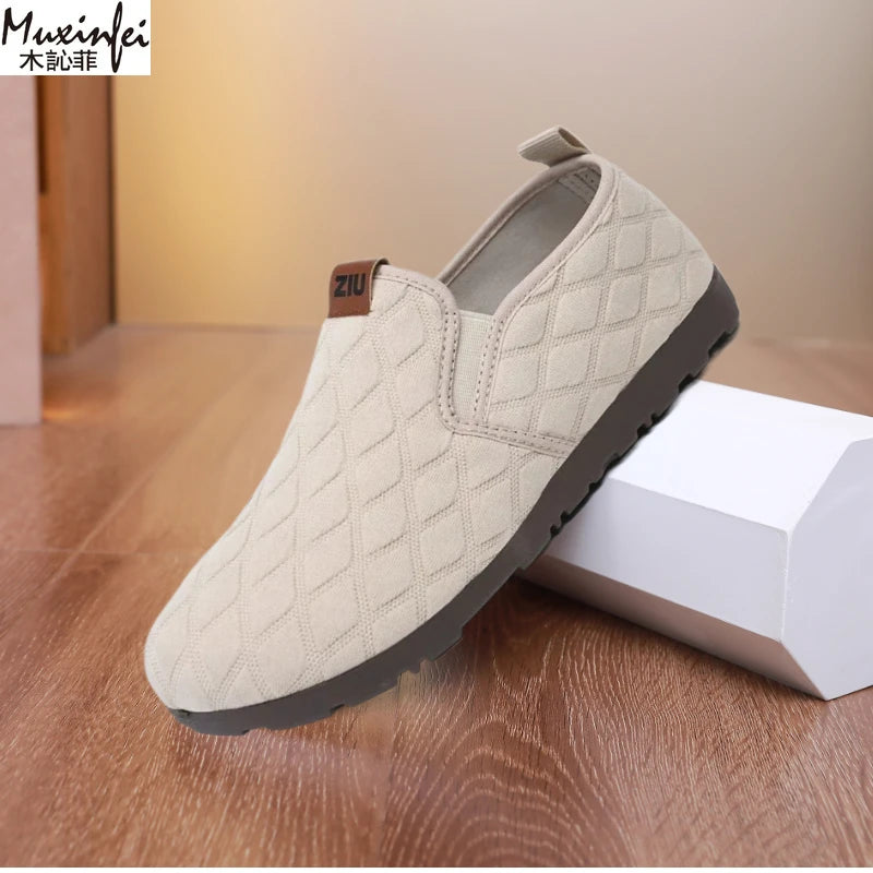 Chaussures Faciles à Enfiler Motif Losange - Femme