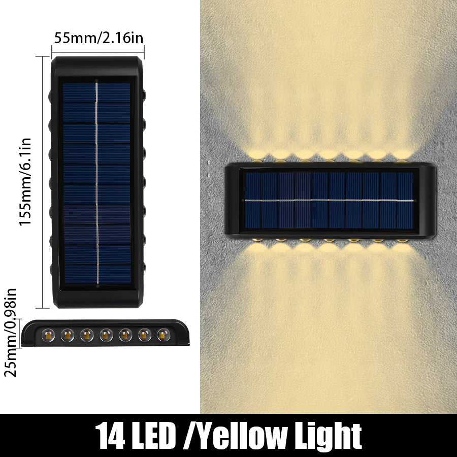 Lot de 4 Appliques Solaires Murales Doubles Faisceaux 16LED 1200mAh