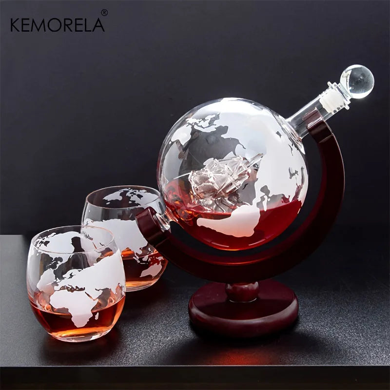 Carafe Whisky Globe + 2 Verres OFFERTS - Idée Cadeau