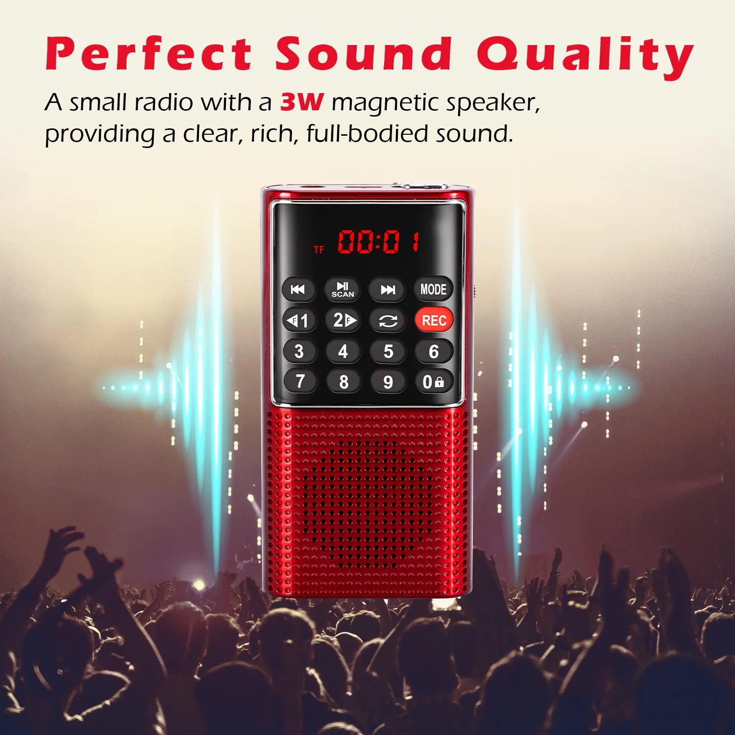 Mini Radio FM avec Batterie Longue Durée