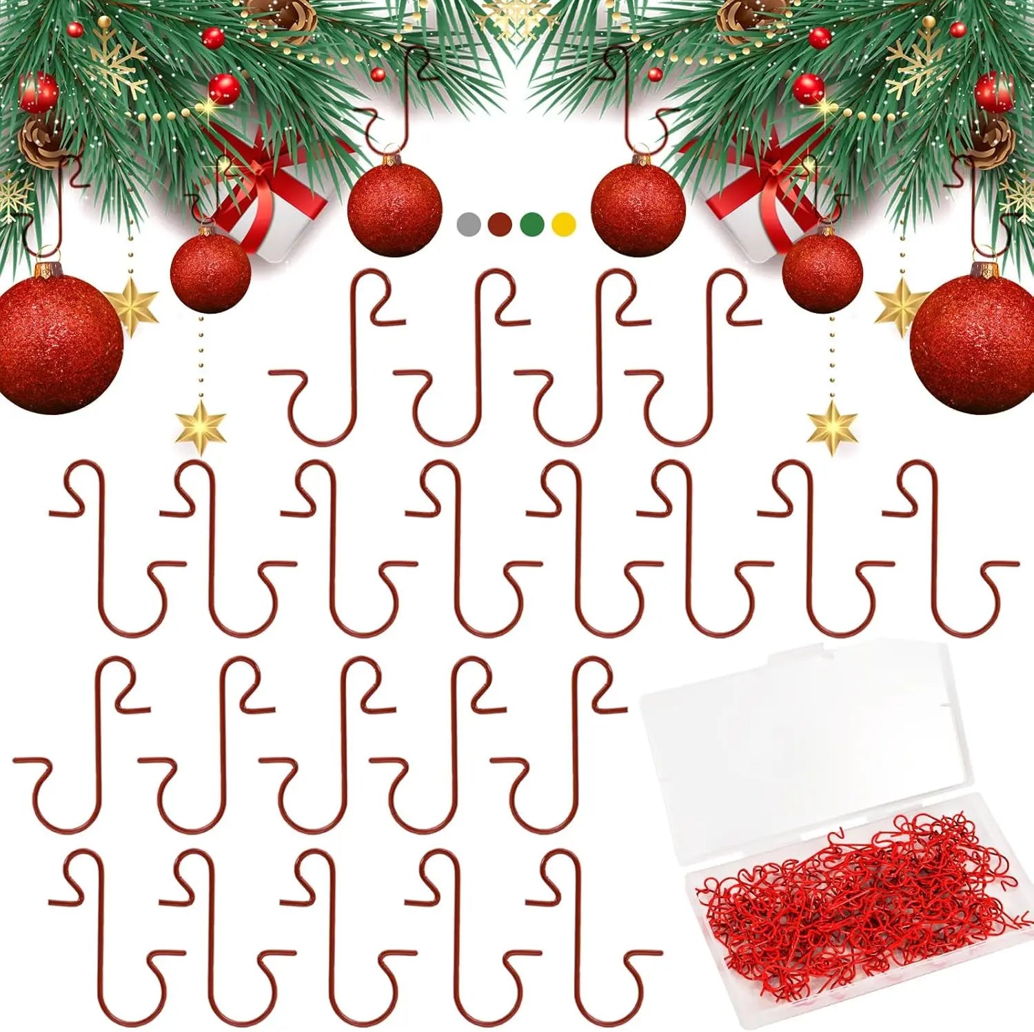 Lot de 300 Crochets Métalliques de Suspension pour Boules de Noël