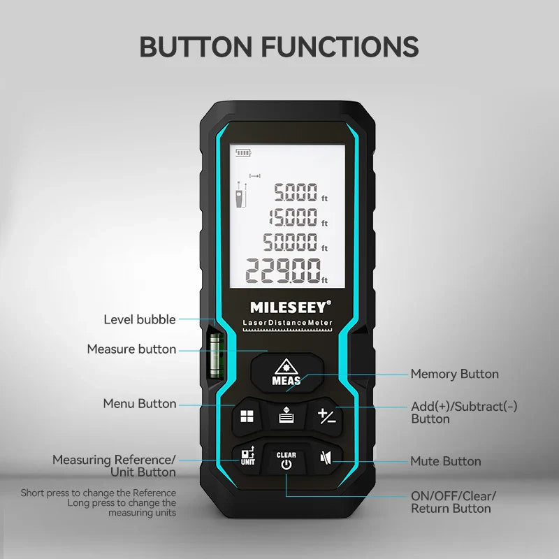 Mètre Laser Haute Précision 60M Étanche IP54 Multi-Fonctions