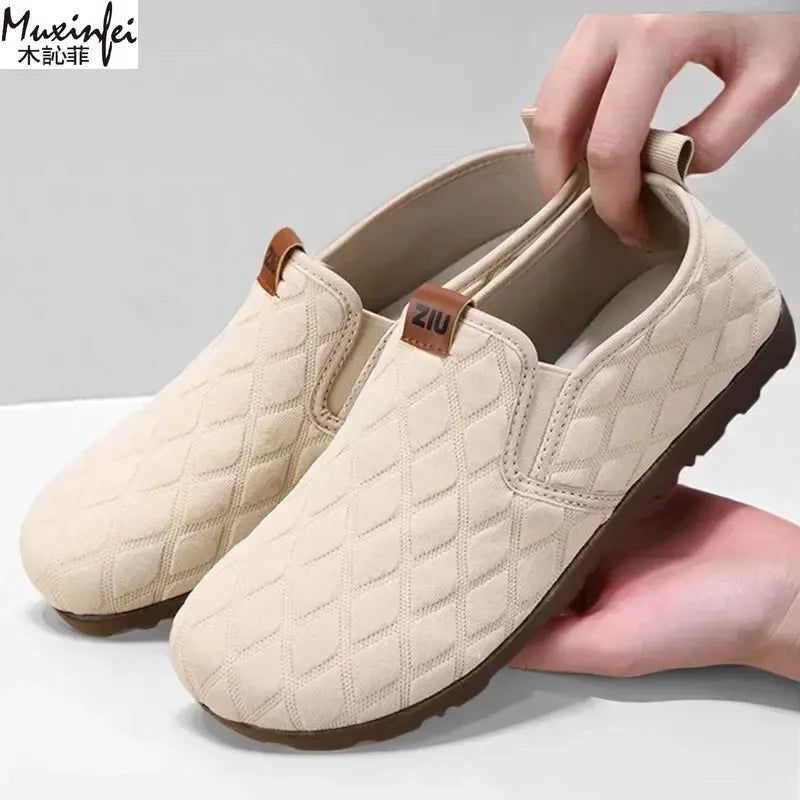 Chaussures Faciles à Enfiler Motif Losange - Femme
