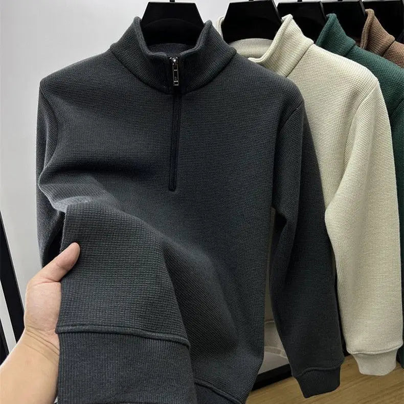 Pull col zippé effet gauffré - Homme